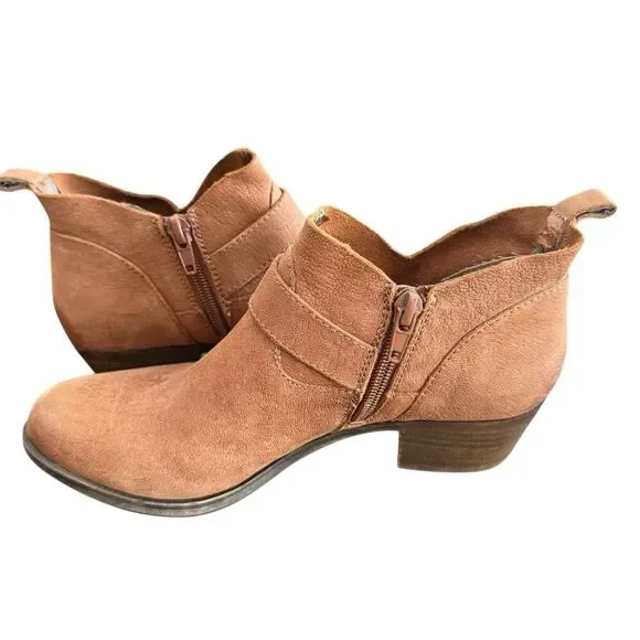 Lucky Brand Boomer Casual Ankle Boots Womens Size 5.5M EUR 35.5 Brown Leather - Picture 2 of 6